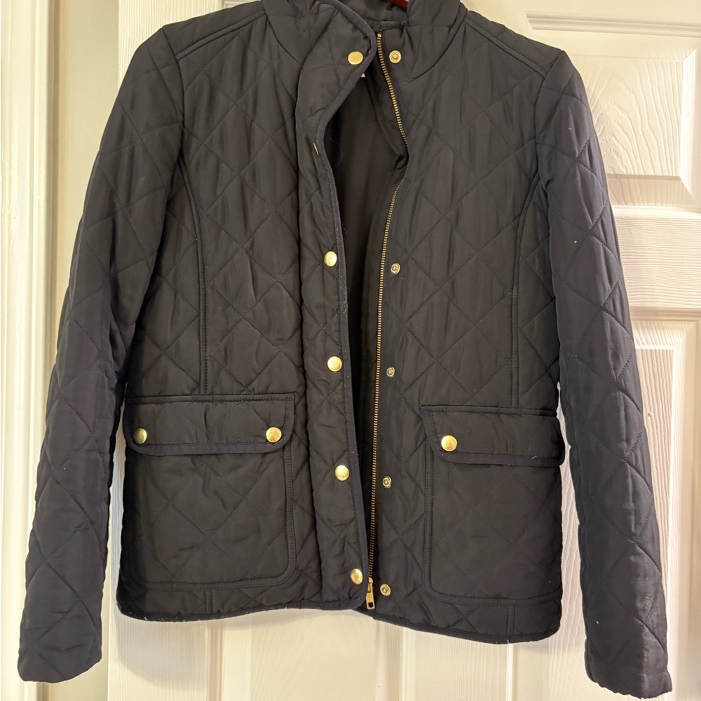 J. Crew Black Quilted Utility Jacket